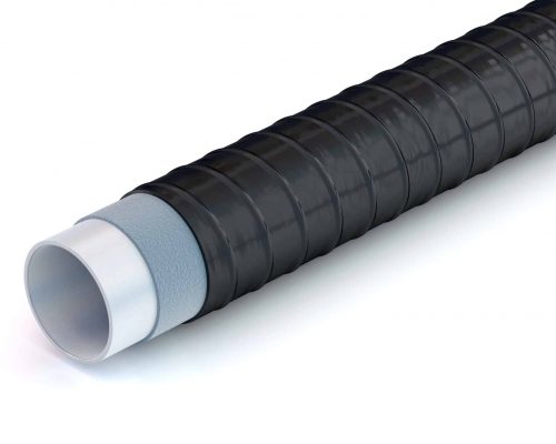 metal pipe with insulation coatings on white background, 3D illustration